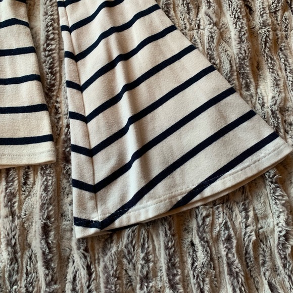 Size Small Anthropologie (Deletta) Bell Sleeved, Navy & White Stripped Shirt - Picture 7 of 8